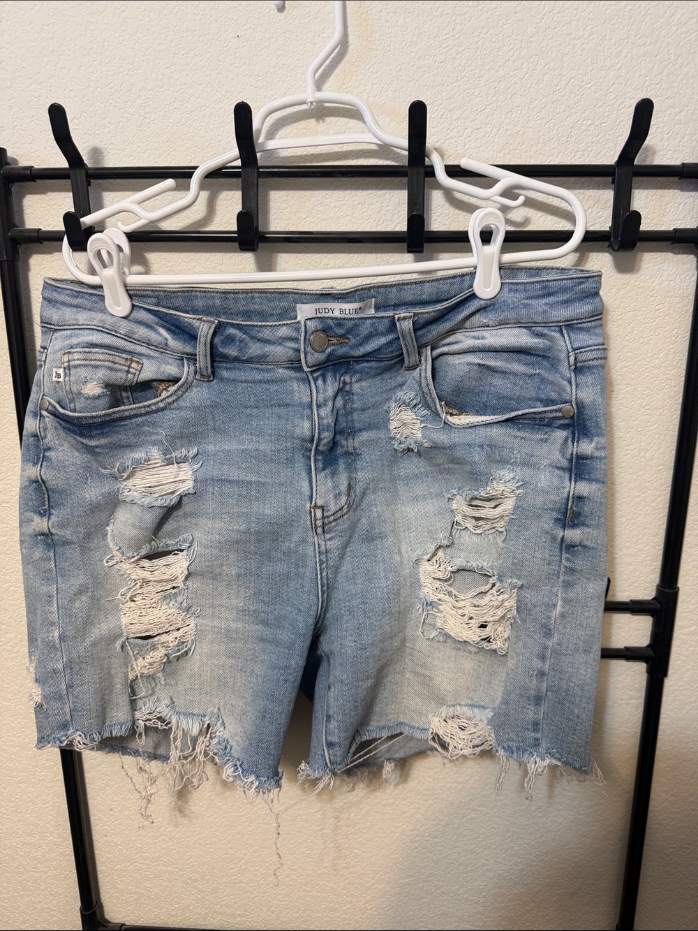 Judy Blue Distressed Light Blue Denim Cutoff Shorts